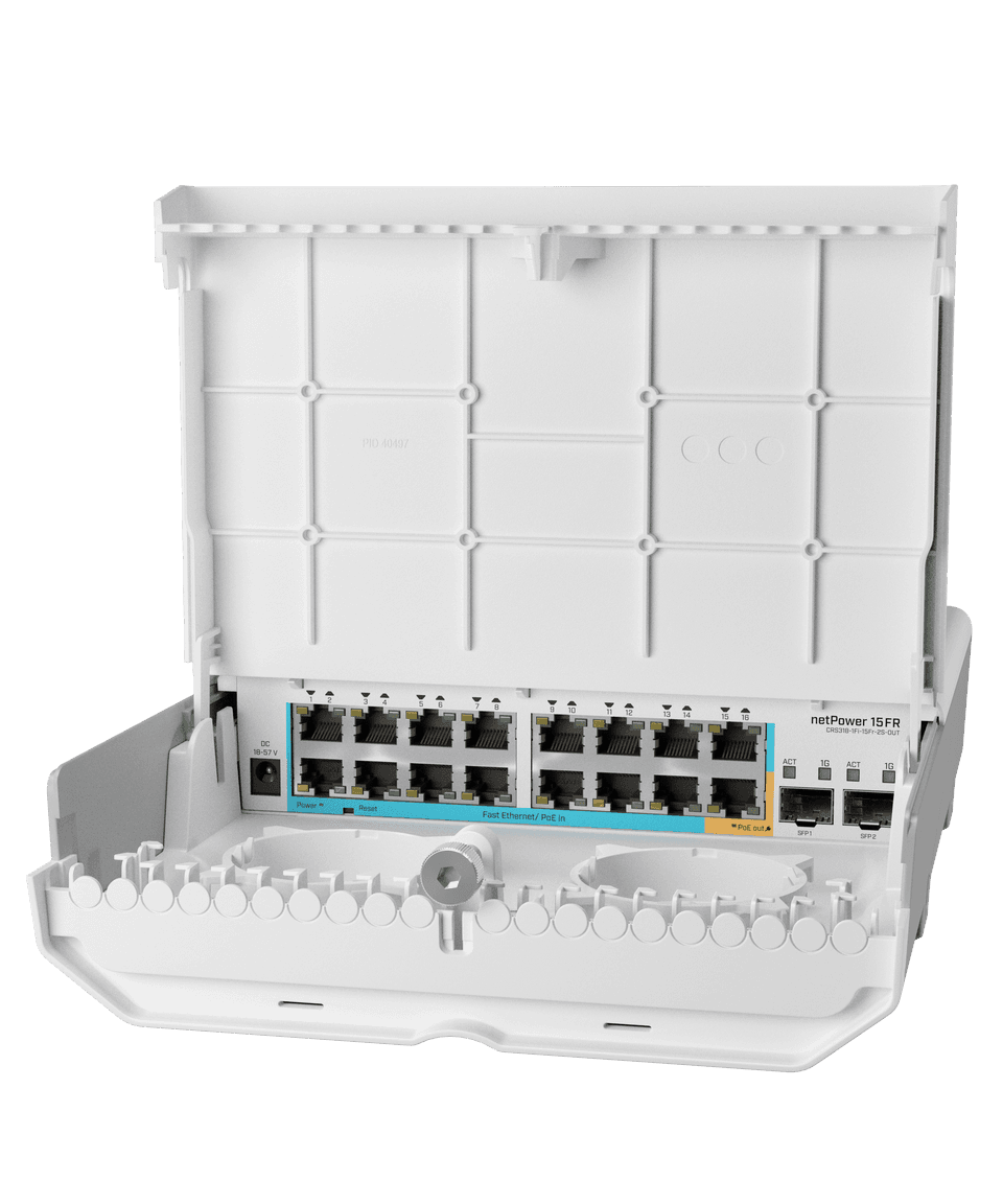 MikroTik CRS318-1Fi-15Fr-2S+OUT netPower 15FR 戶外15埠反向PoE交換器