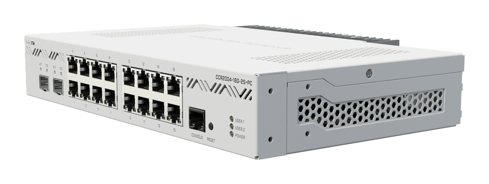 MikroTik CCR2004-16G-2S+PC 高效能企業級路由器 | 16埠Gigabit + 2埠10G SFP+ | ARM64處理器 | 雙電源 | 專業ISP與企業核心交換機