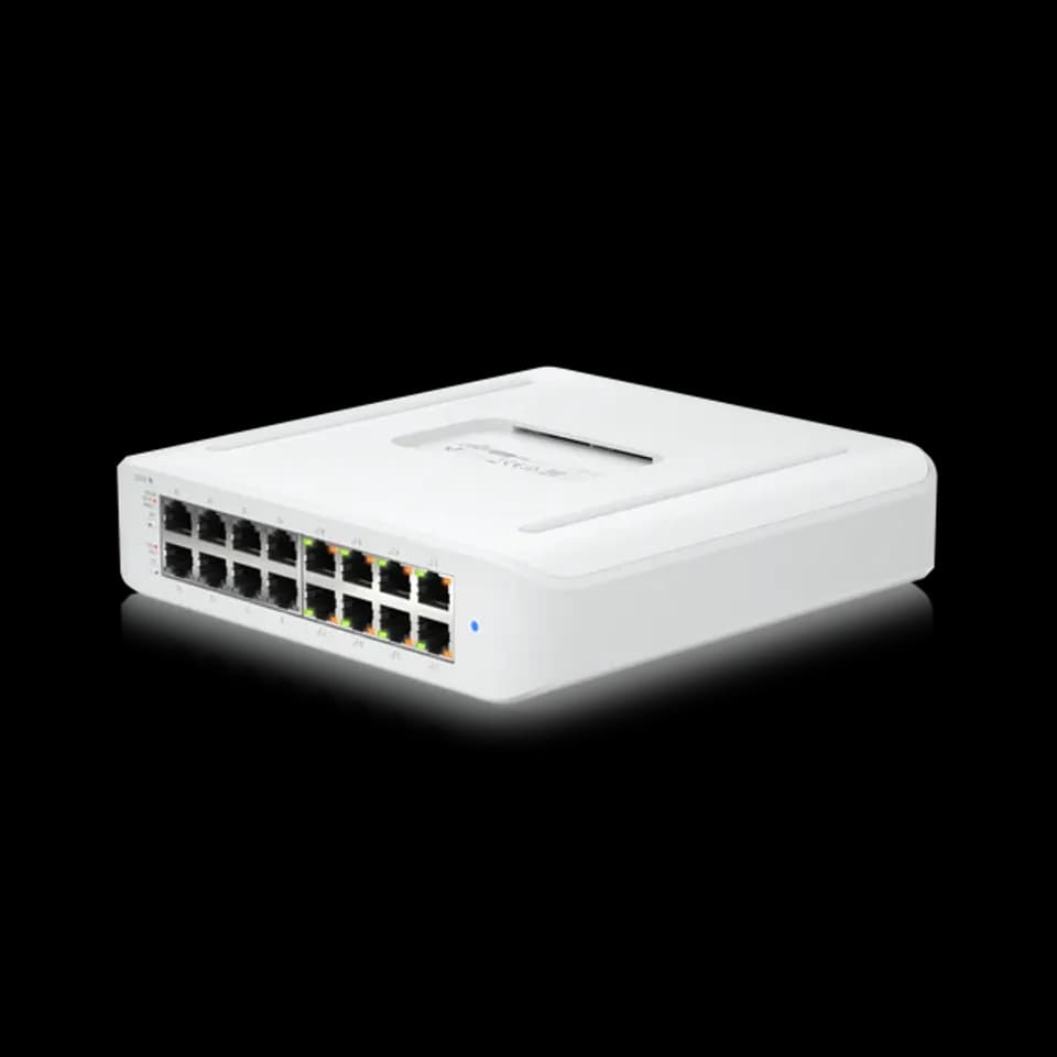 UniFi Switch Lite 16 PoE 交換器 | 16埠 Gigabit PoE 網管型交換機 | Ubiquiti 靜音輕巧交換器