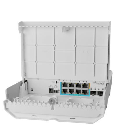 MikroTik CSS610-1Gi-7R-2S+OUT netPower Lite 7R 7埠反向PoE + 2埠10G SFP+ 戶外交換器