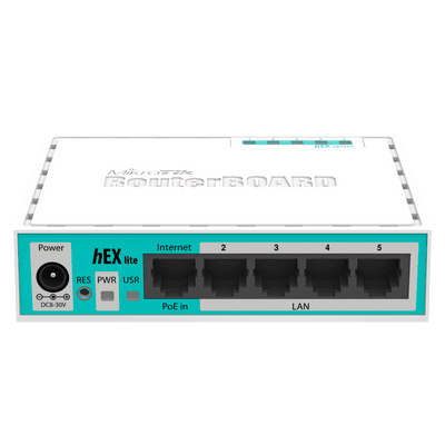 MikroTik RB750r2 hEX Lite 有線路由器 | 高效能5埠千兆乙太網路 | 小型家用/中小企業專業網路解決方案