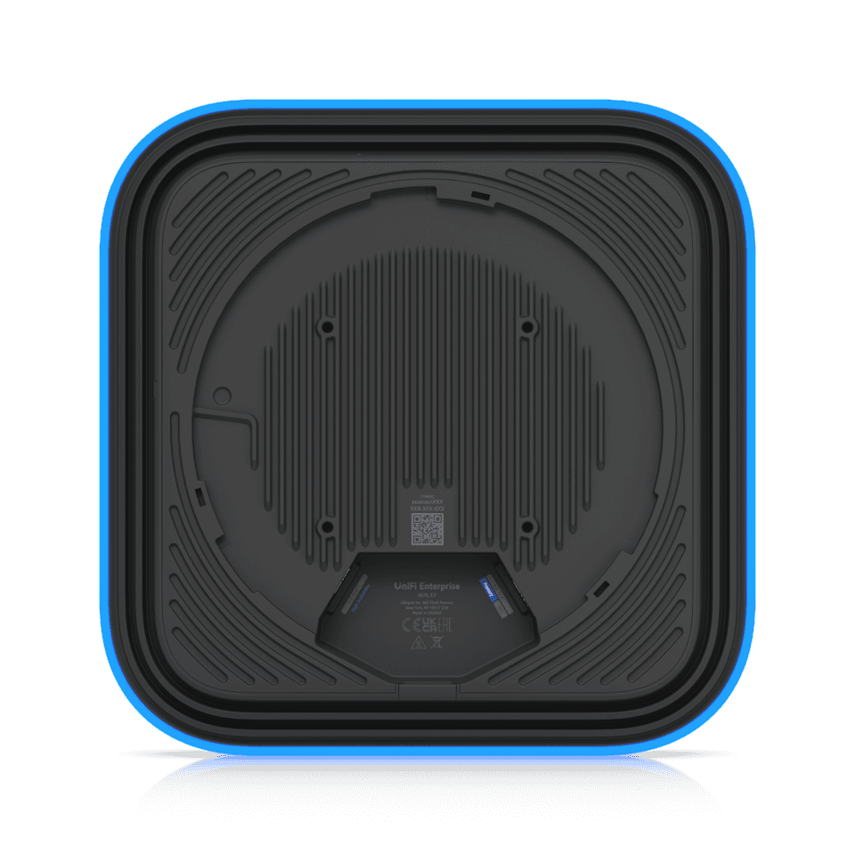 UniFi Enterprise 7 (E7) WiFi 7 AP 背面圖 - 10GbE PoE++ 供電埠, M12 連接埠, 企業級網路接入點
