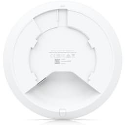 Ubiquiti UniFi U6+ (U6 Plus) WiFi 6 AP 背面視圖，內建 PoE (Power over Ethernet) 供電接口，支援壁掛與吸頂安裝，適用於企業及家用網路環境。